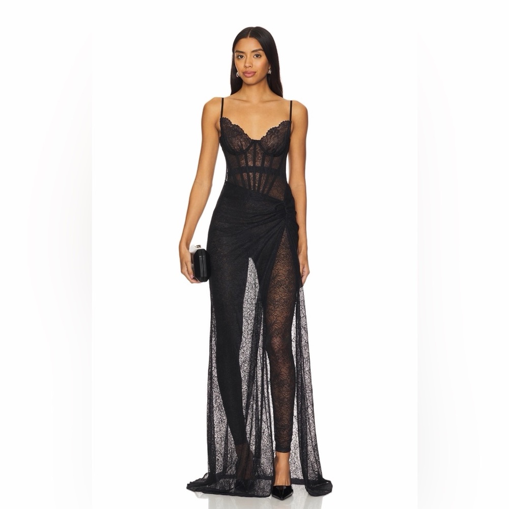 NBD Elegant Black Lace Slip Dress